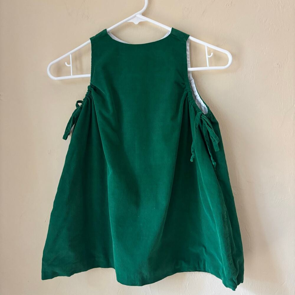 Eyelet & Ivy Green Corduroy Dress Size 5 Girls Sleeveless Side Bows Holiday Fall